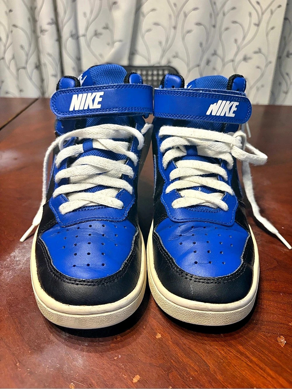 Nike Court Borough Low 2 High-Top Sneakers Blue & Black Girls US 6.5Y